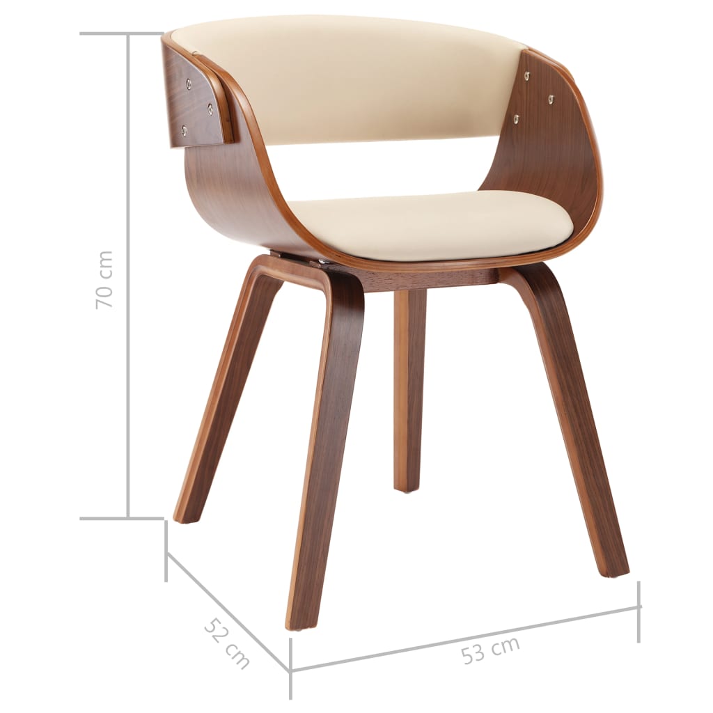 Dining Chairs 4 Pcs Cream Colored Bentwood Frame and Artificial Leather