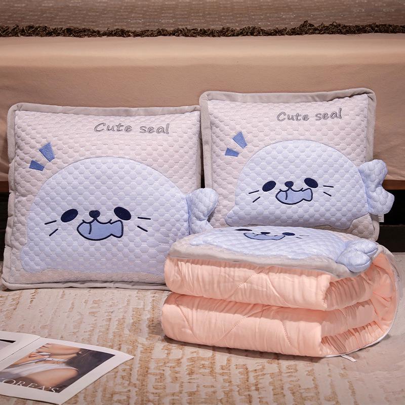 Ice Bean Office Hug Pillow & Blanket: Dual-Use Backrest, Foldable Car Nap Pillow, Two-in-One Sleeping Solution