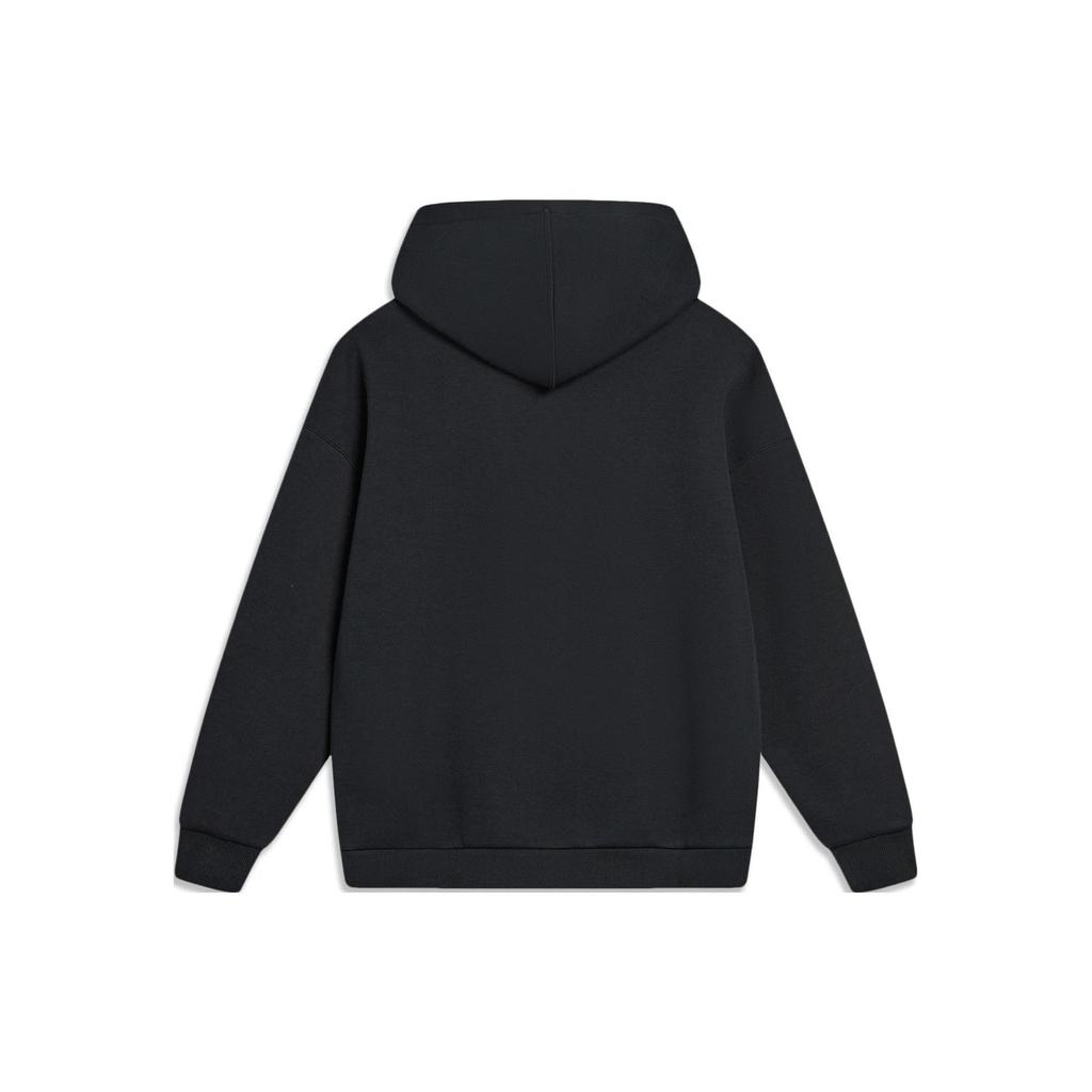 Li-Ning Sports Trend Series Solid Color Loose Pullover Hoodie Unisex Tops Black AWDT757-3