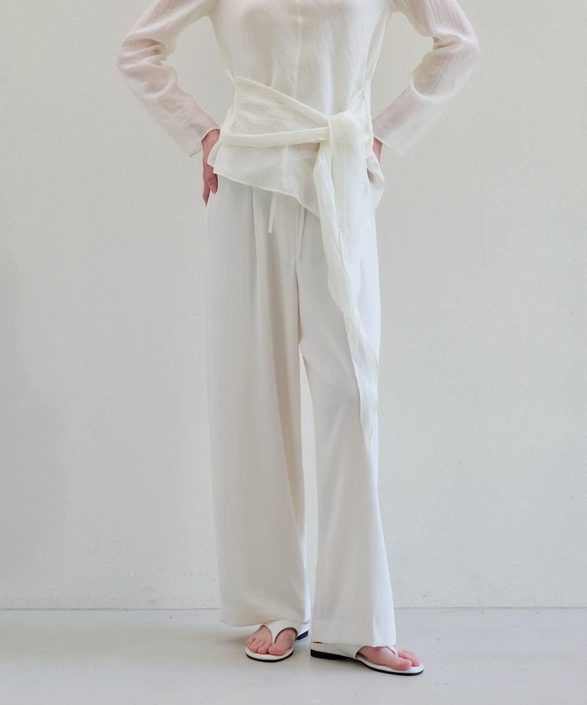 The Ello Flowy Banding Slacks (Ivory)