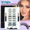 10 Pairs Magnetic Eyelashes Kit with 2 Tubes Liquid Magnetic Eyeliner & Tweezer Set