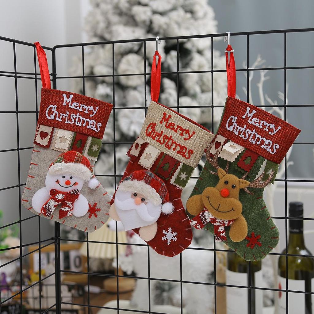 3D Weihnachtsmann & Schneemann Anhänger Set - Strümpfe & Baumdeko