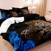 Soft Romantic Rose Leopard Animal Print Duvet Cover Set Bedding Set For Bedroom Guest Room Valentine'S Day Christmas Gift