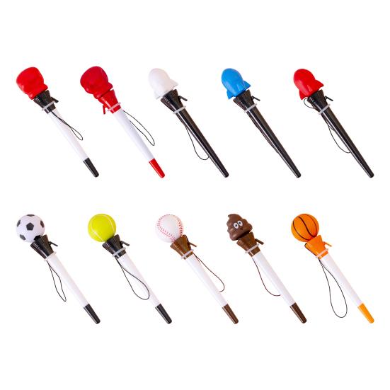 Ausziehbarer Kugelschreiber Sport Ball Faust-Topper Druck-Auswerfer Schnelltrocknend Glattes Schreiben Kugelschreiber Schüler Schulbürobedarf