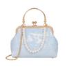Vintage Classic Lace Bag Pearl Evening Bags Metal Lock Bags Women Shoulder Crossbody Bag Chain Women's Handbags Purses