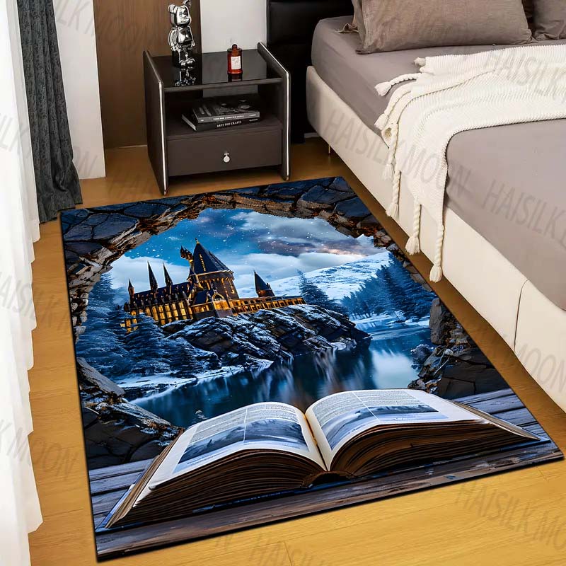 Castle Magic School Print Rug Carpet for Living Room Children's Bedroom Mat Sofa Doormat Floor Rug Home Decor Anti Slip Mat