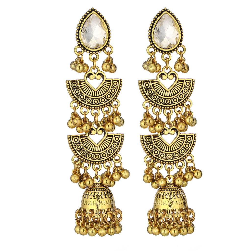 European & American Bohemian Metal Tassel Earrings - Trendy Round Niche Studs for Women