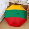 Lithuania National Flag Yellow Green Red Horizontal Stripes Print Auto Folding Umbrella Waterproof Windproof Compact Travel Umbr