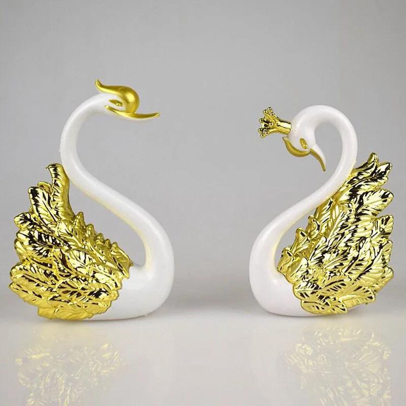 2pcs Swan Model Figurine Collectibles - Swan Cake Topper, Dessert Baking Decor Ornament, Car Interior & Home Decoration