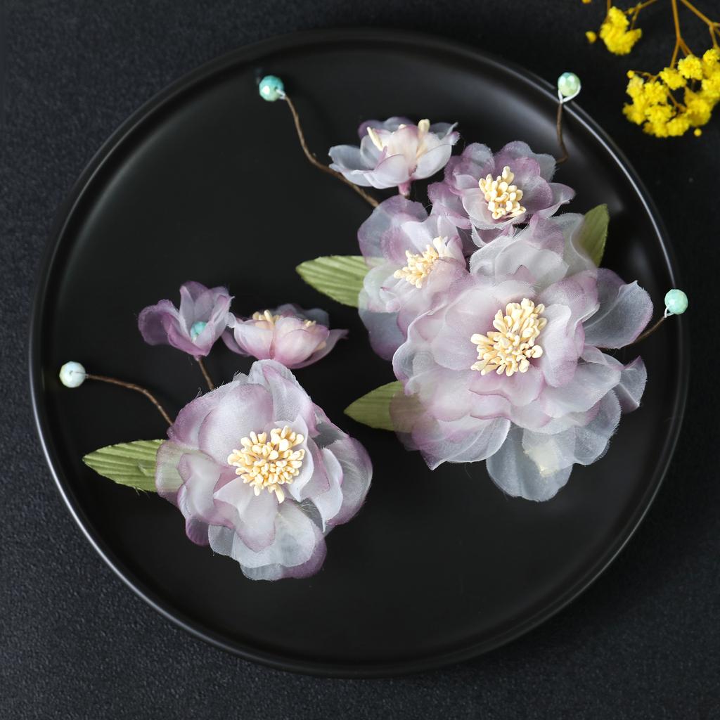 Flower Hair Clips Forks Chinese Hanfu Hair Accessories for Women Hairpin Fork Handmade Vintage Wedding Hair Jewelry Retro Crowns for Girl and Women