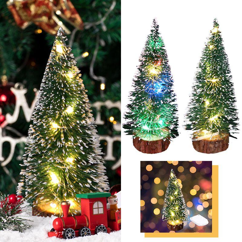 Mini Cedar Christmas Tree With Bright Led Lights Small Pine Tabletop Xmas Home Decor
