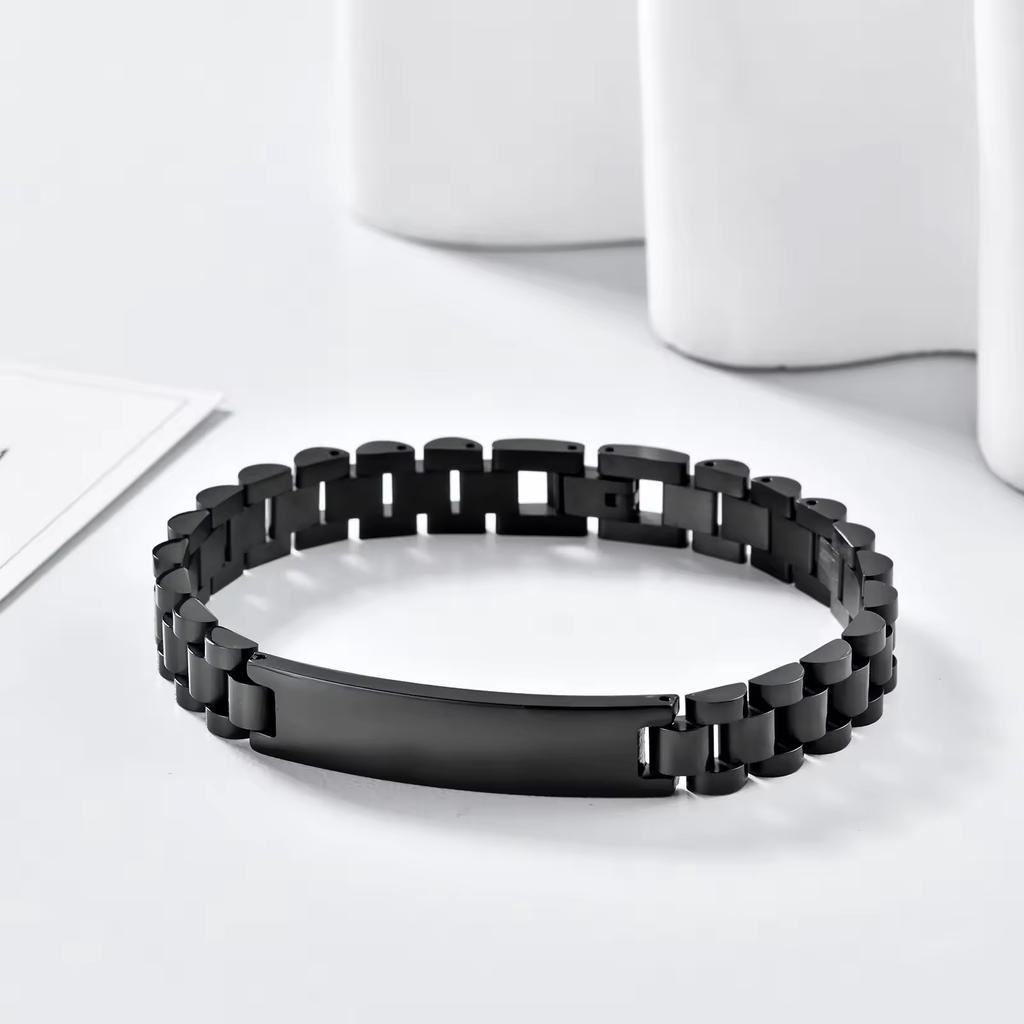 Fashionable Titanium Steel Black Gold Bent Brand Unisex Customized Stainless Steel Bracelet