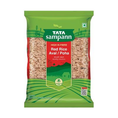 TATA Sampann Red Rice Poha Flakes High Dietary Fiber Healthy Breakfast 500 G