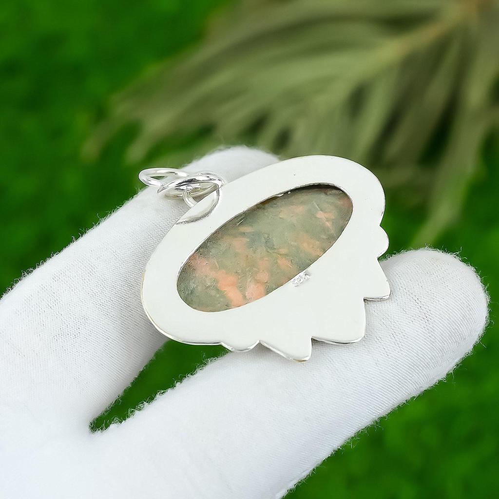 Sterling Silver Unakite Gemstone Birthday Wife Engagement Unique Pendant Jewelry