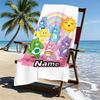 Custom Name Personalized Care Bears Print Beach Towel, for Trip Camping Beach Party Home Decor, Birthday Gift for Family & Friends