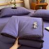 Summer Princess Puffy Gauze Embroidered Quilt Set - Machine Washable Four-Piece with Triangle Stitch