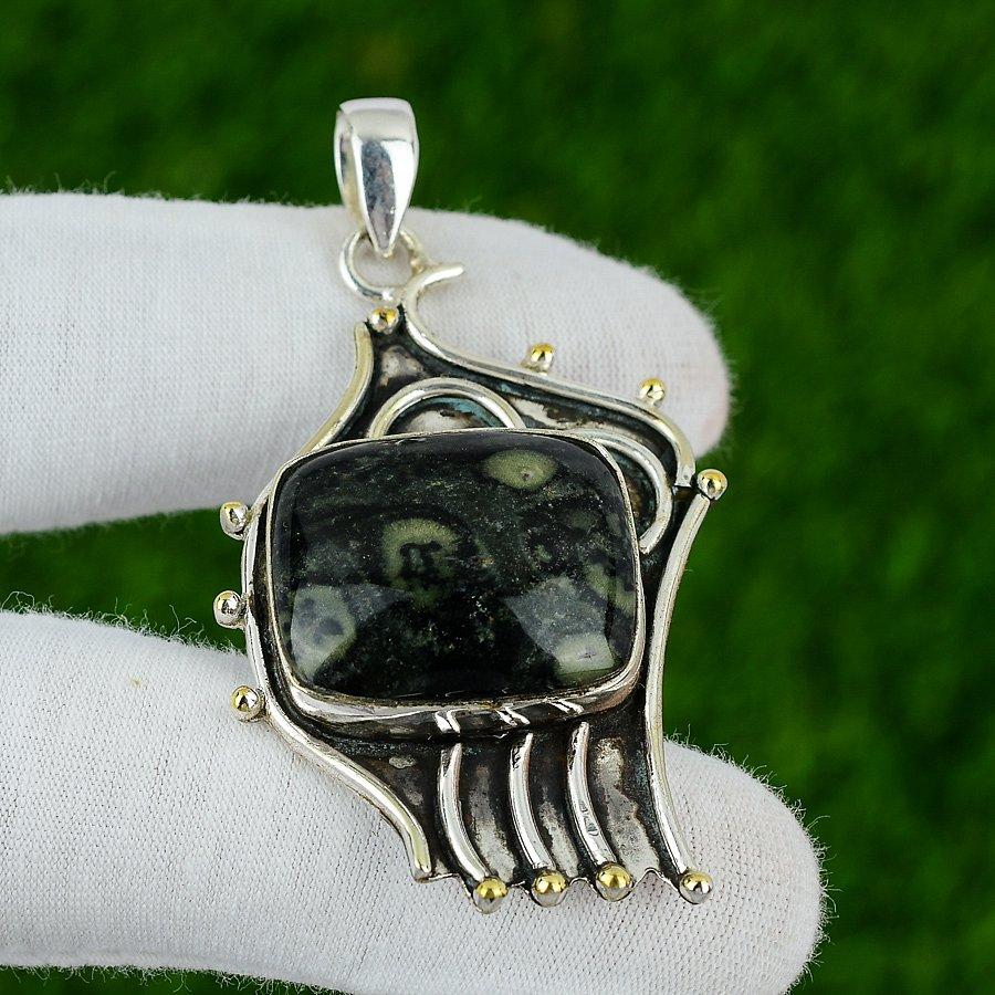 Wedding Gift For Her 925 Sterling Silver Natural Kambaba Jasper Gemstone Pendant