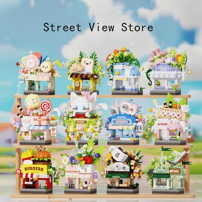 Street View Kaffee Fotostudio Haustier Brot Blume Hamburger Kleiner Laden Stadt Bausteine Kinderspielzeug Geschenke