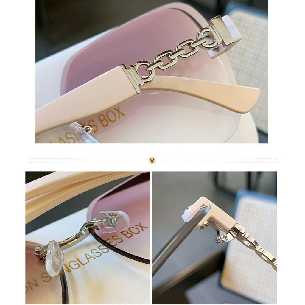 Fashionable Borderless Metal Chain Sunglasses for Women with A Sense of Luxury and Irregular Temperament. New Large Frame Sunglasses