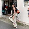Sweatpants women's summer new high-waisted loose wide-leg pants casual side striped two-wear quick-drying pants