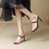 Fashion Water Diamond Transparent Slippers Women's 2025 New Summer with Thin Heels and Open Toed High Heels  Back Empty Outdoor Slippers