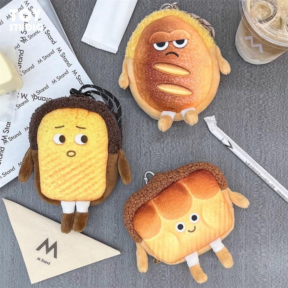 Bread Expression Coin Purse Toast Halter Small Bag Card Bag Plush Wallet  Gift