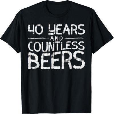 40 Ans Bières Innombrables Drôle 40ème Anniversaire Pour Hommes T-Shirt