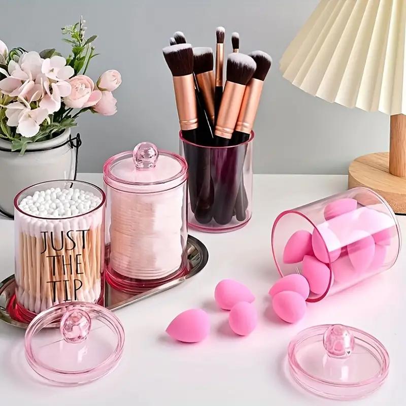 Transparent Cotton Swab Storage Box Portable Makeup Cosmetic Organizer Dust-proof Acrylic Jewelry Storage Container Makeup Tools