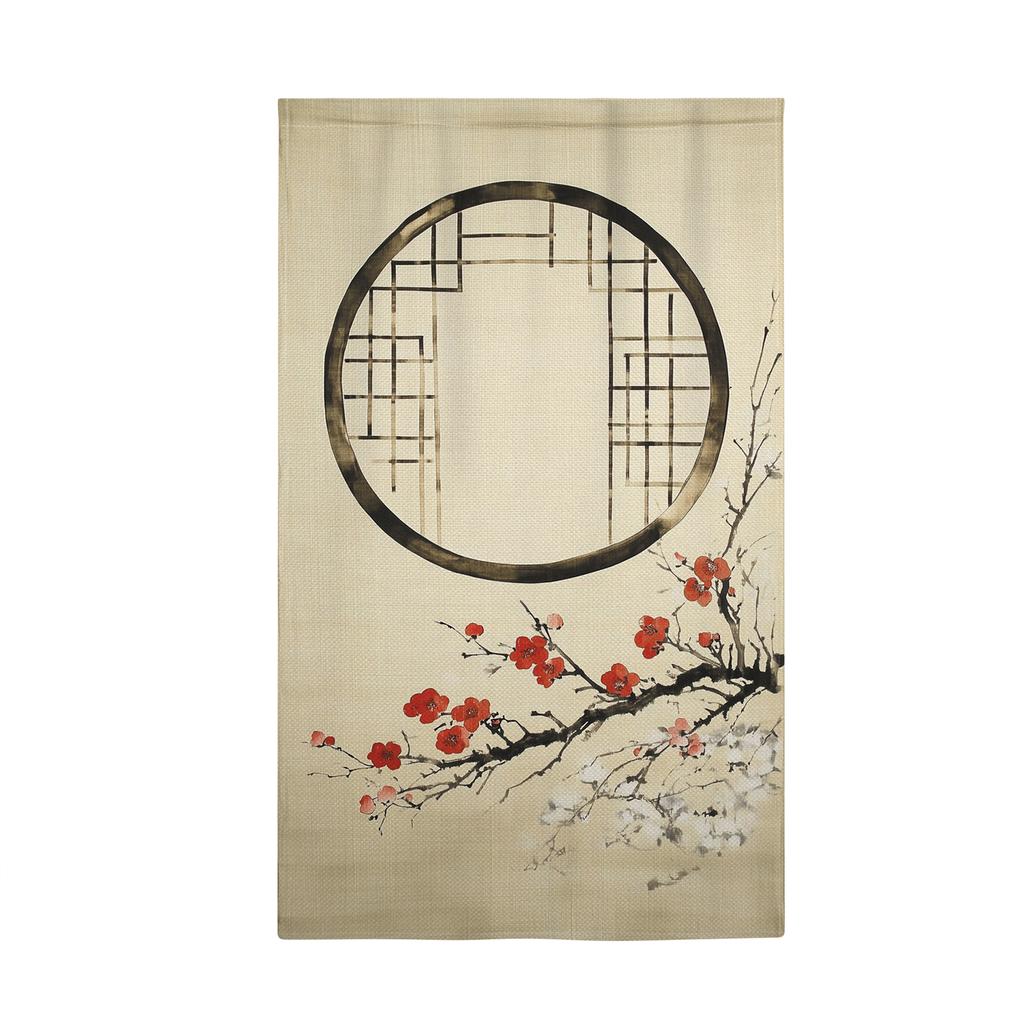 Cortinas Noren Estilo Chino para Puerta, Cortina Media Colgante de Poliéster para Separación de Comedor Izakaya, Entrada de Cocina, Lavable, Lista para Ventana
