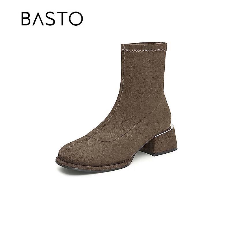BASTO Women s Fashion Chunky Heel Ankle Boots 37