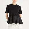 Japanese Style Women's Summer Patchwork Short Sleeve T-Shirt - Versatile Round Neck Top for Plus Sizes
