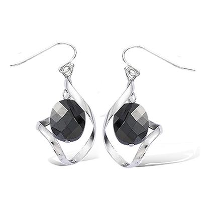 [F6184] - Silberohrringe 'Linda' Schwarz silbern (rhodiniert) - 30x14 mm