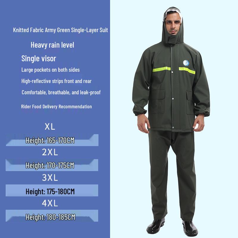 Shangqiu Reflective Raincoat & Pants Set - Waterproof, Durable, Full-Body Protection for Motorcycle Riding, Flood Control, and Labor Safety.