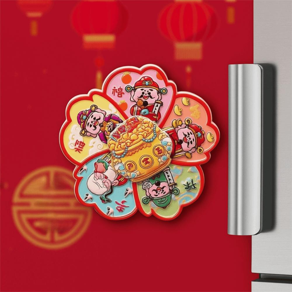 God of Wealth New Year Magnetic Sticker Cartoon Horse Year Fridge Magnets  Chinese New Year