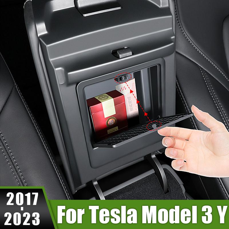 

Для Tesla Model 3 Y 2017 2018 2022 2023 автомобильный скрытый ящик для хранения центральной консоли подлокотник крышка органайзер