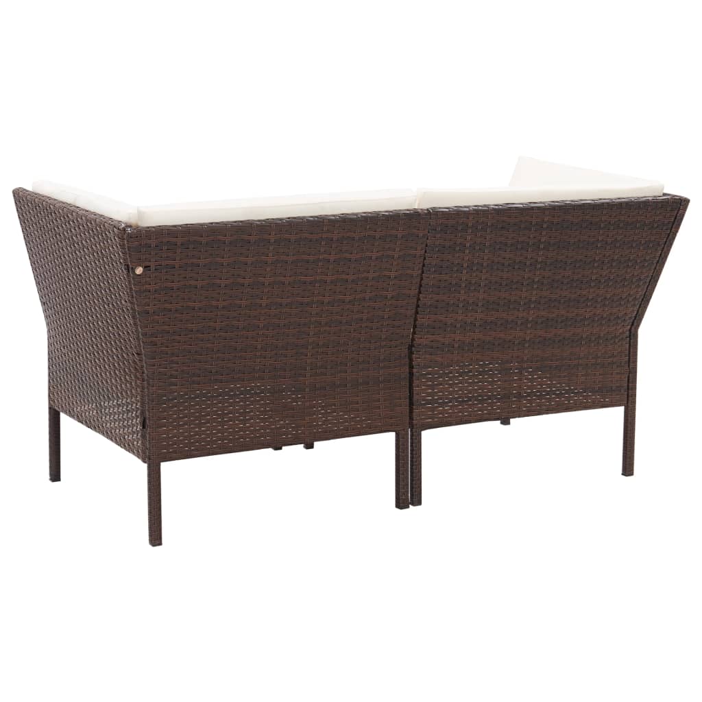 8 Piece Garden Lounge Set with Cushions Brown Poly Rattan