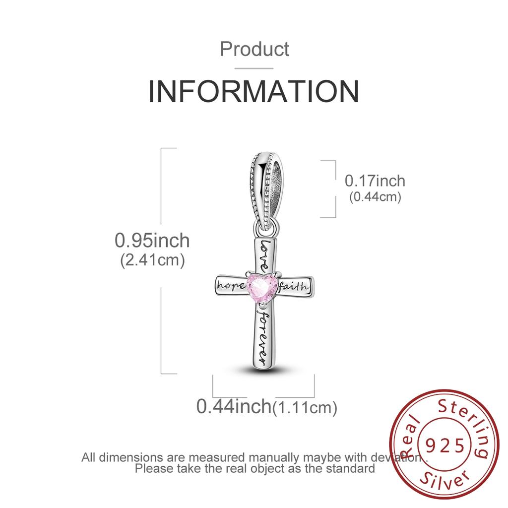 Copper Love Hope Faith Eternal Cross Pendant Charm Bead Charms Jewellery Compatible With Authentic Bracelets Ideal For Women Do It Yourself Gift