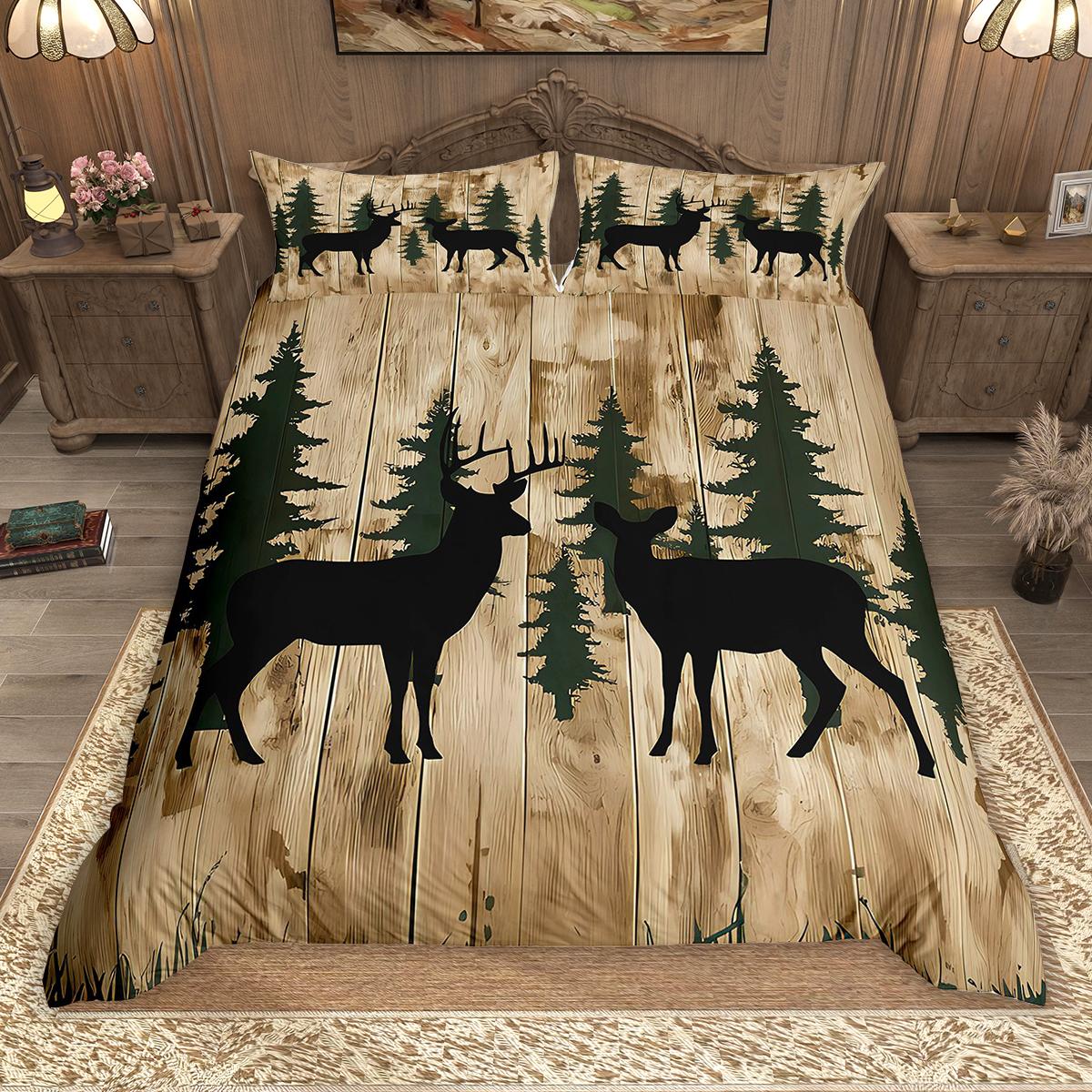 

Comforter Homewish Rustic Farmhouse Lodge Cabin 2Pcs/3Pcs Moose Deer Bear Bedding Woodland Animal Comforter Set Comforter (quilt)-EU Single(135*200cm)3pcs