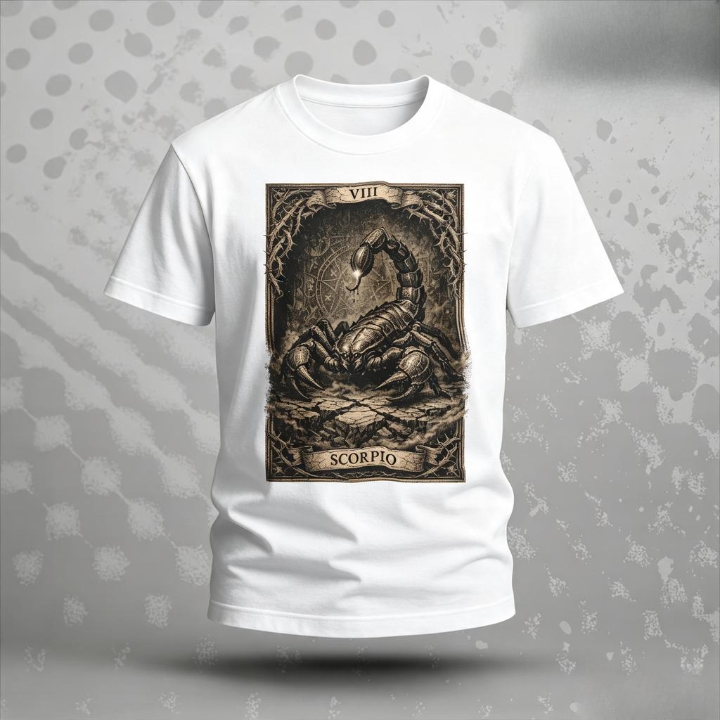 Scorpio Tarot Card Tshirt Gothic Zodiac Astrology Tee Vintage Occult Scorpion Graphic Highquality Fashion Trend Y2k Style