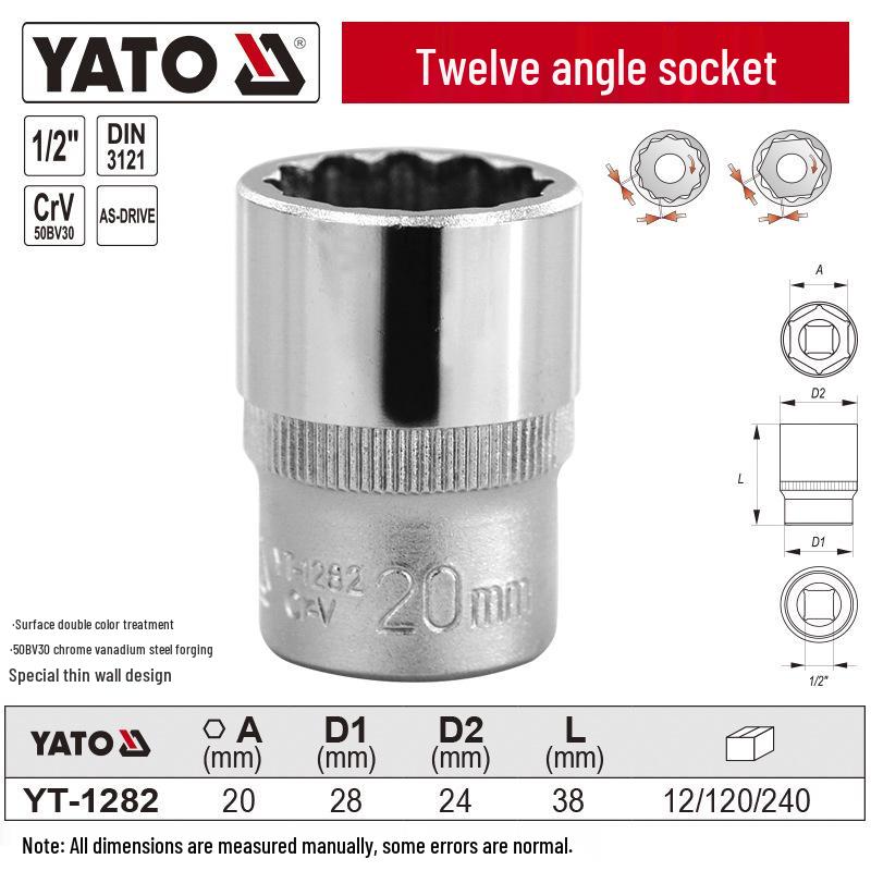YATO 1/2" 12,5mm Kurzer 12-Kant-Steckschlüssel