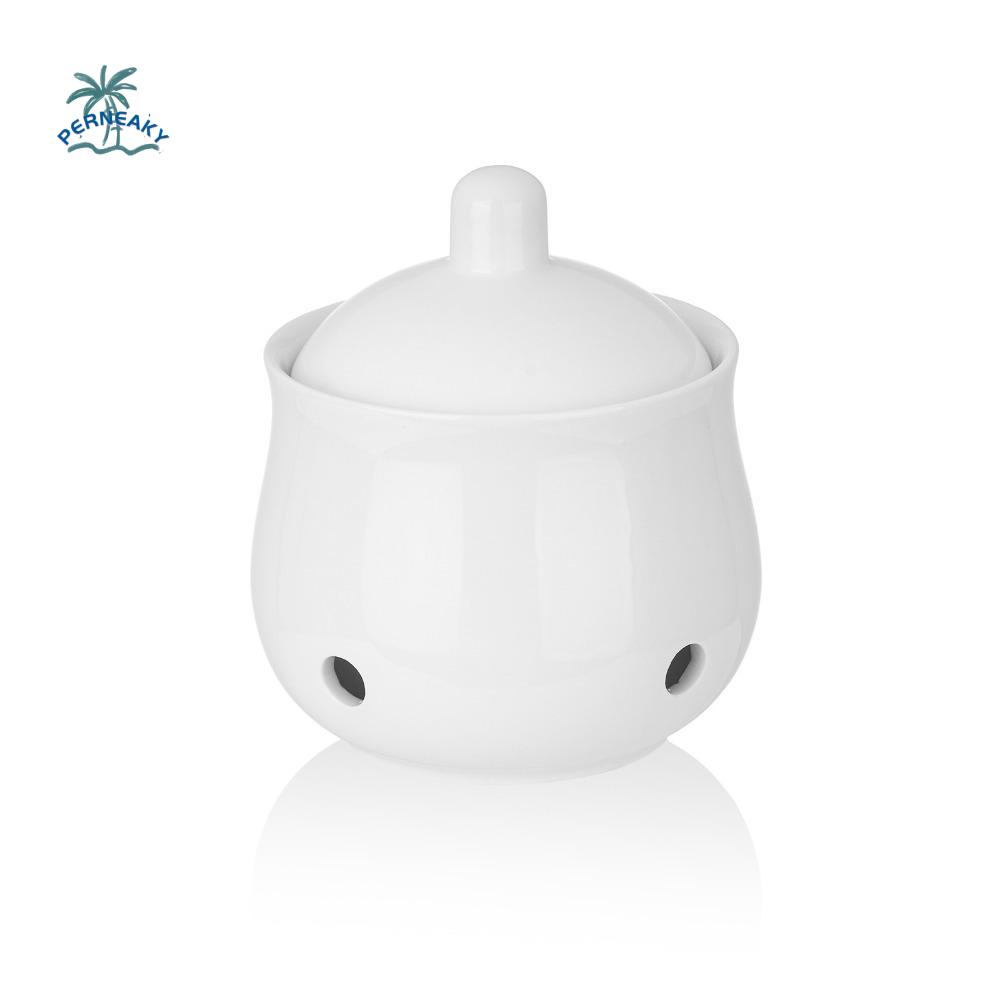 Household Ceramic Ventilated Garlic Keeper Professional Mini Garlic Storage Tank Breathable with Lid Garlic Storage Jar Ginger