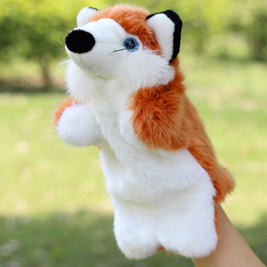 25cm Fox Puppet Cute Animal Doll Plush Toys Hand Flexibility Training