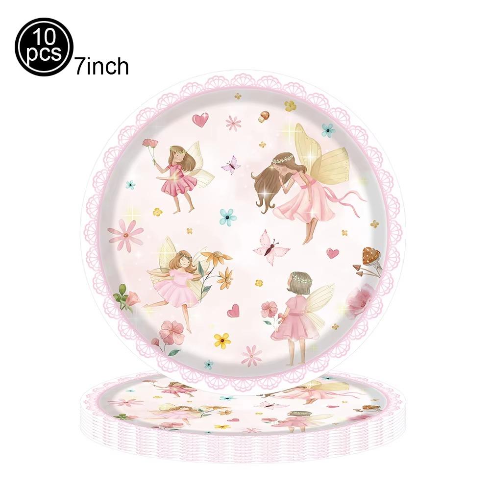 Pink Butterfly Flower Fairy Theme Disposable Tableware Plates Cups Napkins Girls Birthday Party Wedding Baby Shower Decor