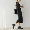 Autumn and Winter New Women's Round Neck Medium and Long Solid Color Knitted Bottoming Sweater Skirt Knee Dress