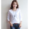 Round Neck Solid Color Long Sleeved Women's T-shirt