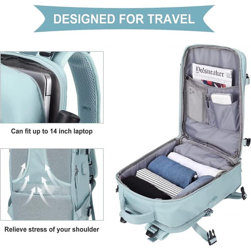 Large Travel Backpack Carry On Backpack With Usb Charging Port & Shoe Pouch