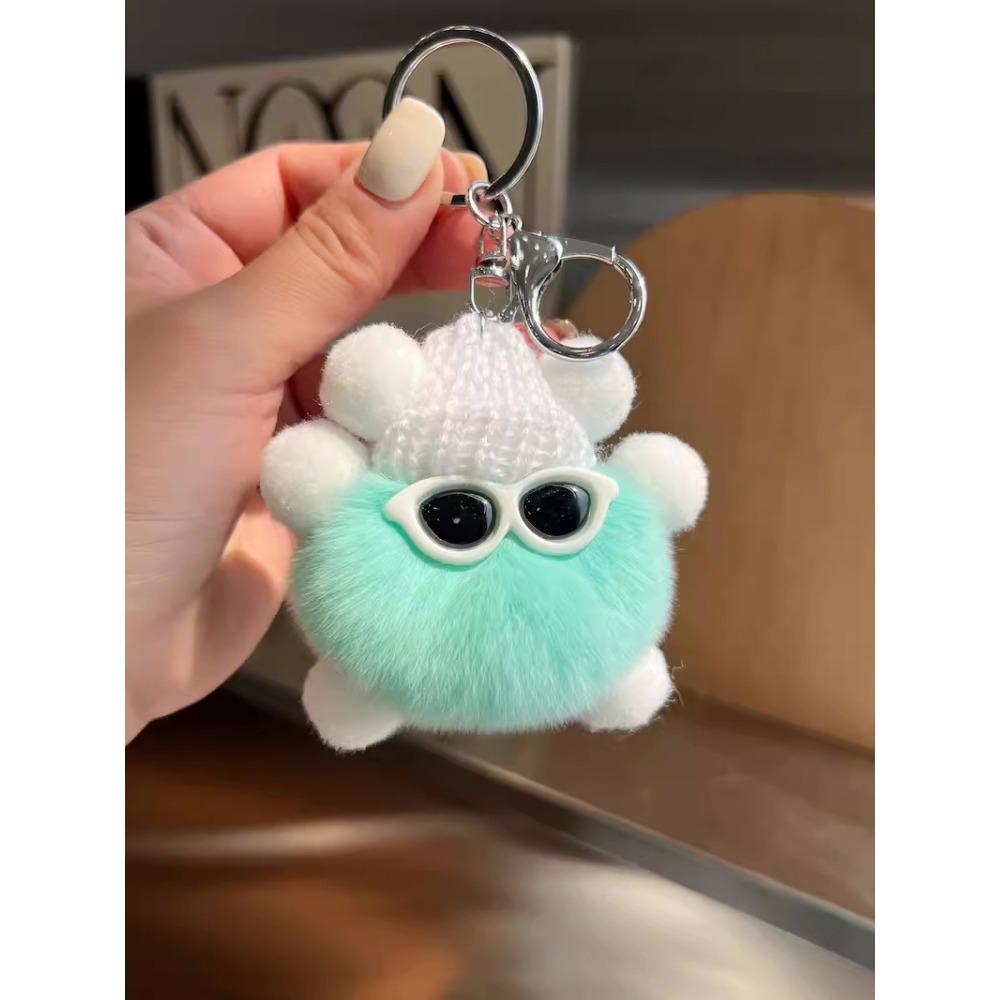 Pufos Păr de Iepure Rex Mică Minge de Cărbune Pandantiv pentru Geantă Geantă de Școală Păpușă cu Ochi Urâți Pandantiv Păpușă de Desene Animate Breloc Auto