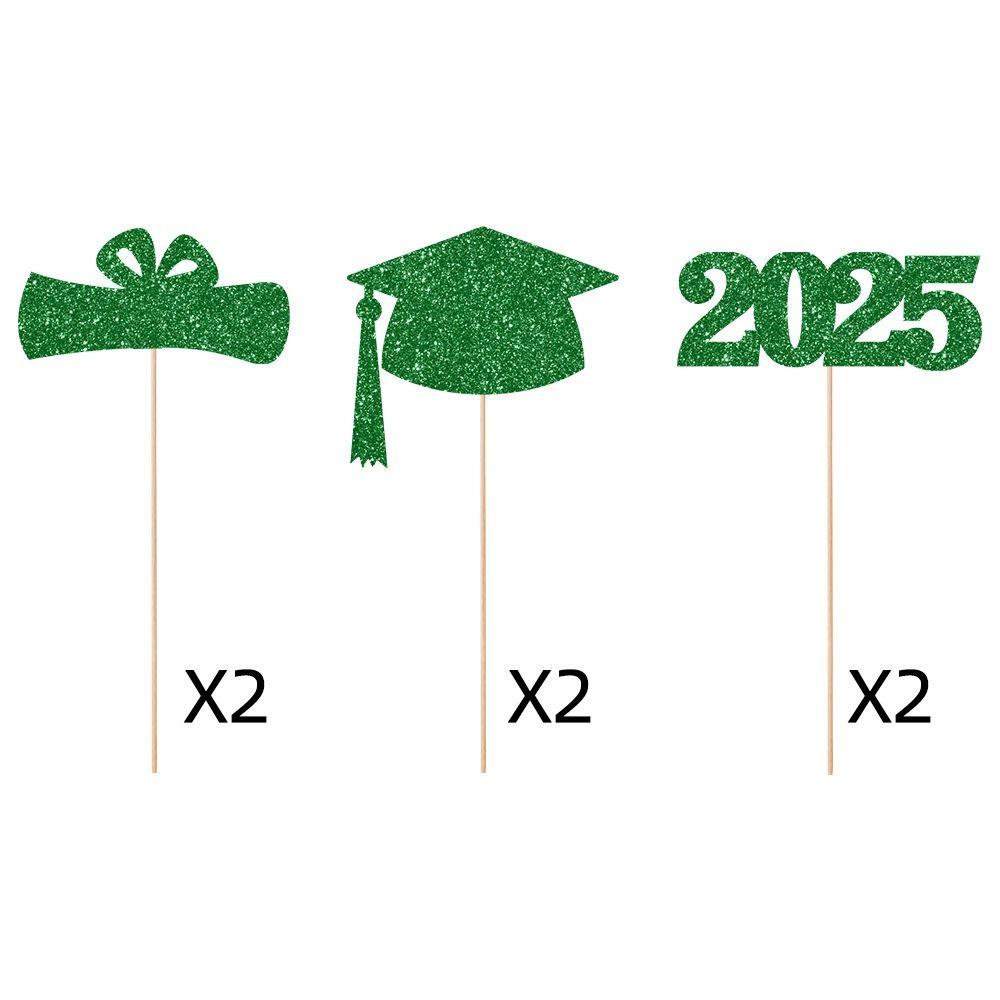 6pcs Doctoral Cap Graduation Centerpiece Sticks Bling Paper Flower Vase Ornament  Gift