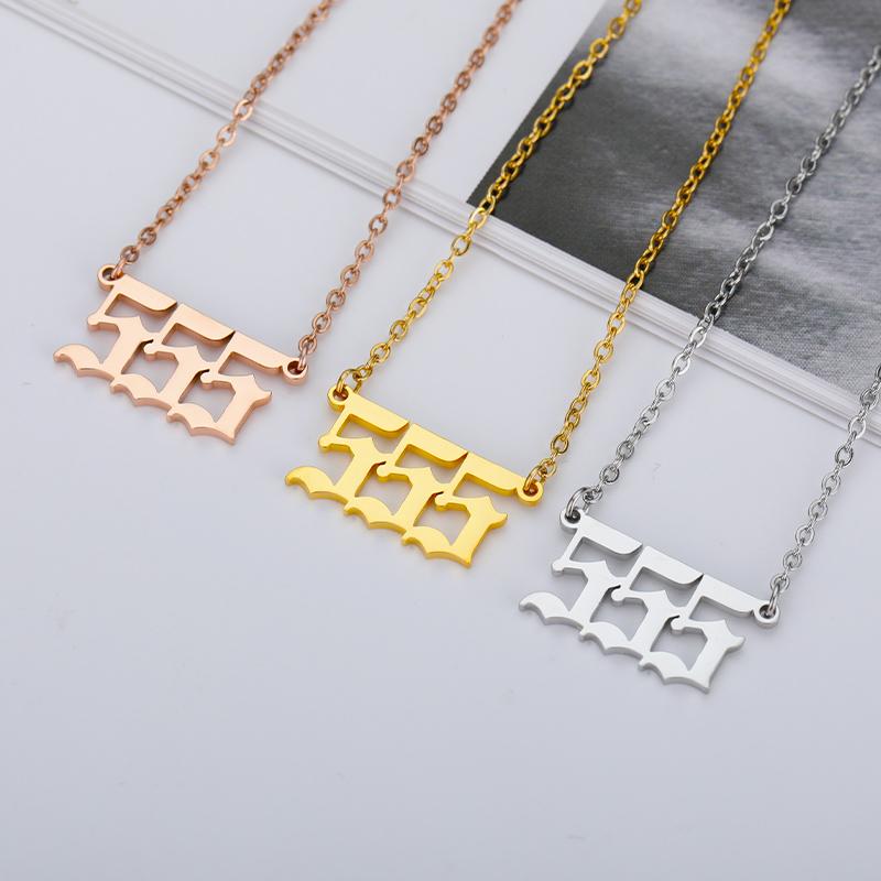 Angel Number Necklaces For Women 111 222 333 555 666 777 888 999 444 Devil Necklace Stainless Steel Pendant Men Bff Goth Jewelry