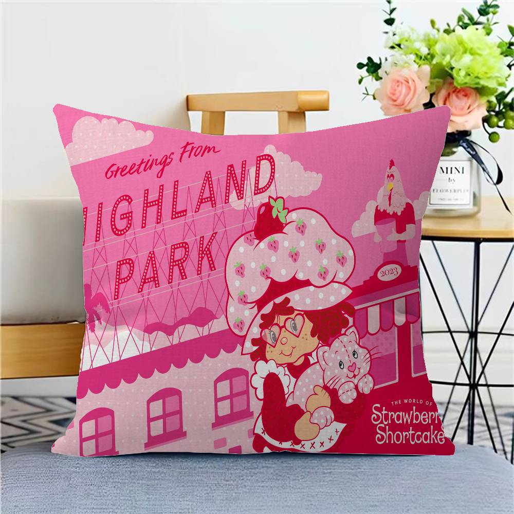 

S-Strawberry Cartoon S-Shortcake Girl 45*45cm Cushion Cover Pillow Cover Decor Pillowcase Home Pillowcase For Couch Pillow 12x12Inch